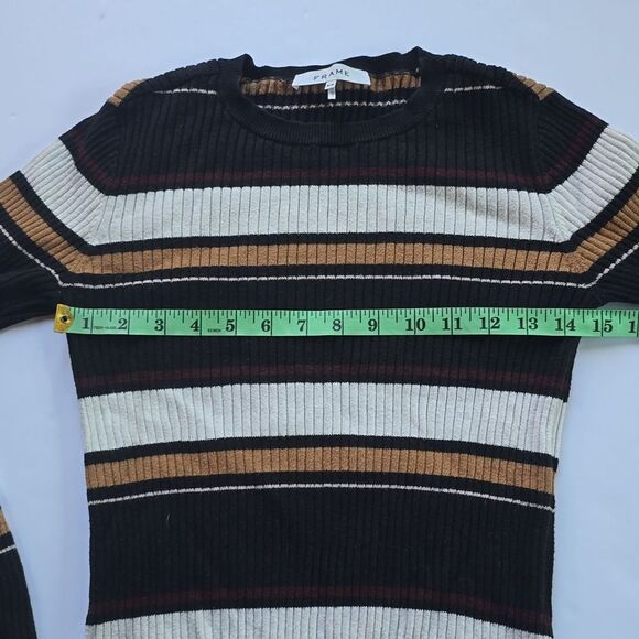 Frame Striped Black White Knit Ribbed Sweater Crew-neck Small - Picture 5 of 9
